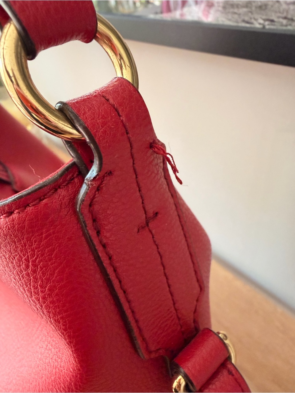 Ralph Lauren Red Crawley Pebbled Leather Shoulder Bag - Picture 4 of 6